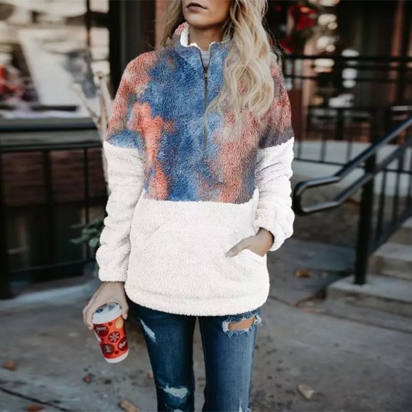 Sweaters - Tie Dye Zipper Female Fleece